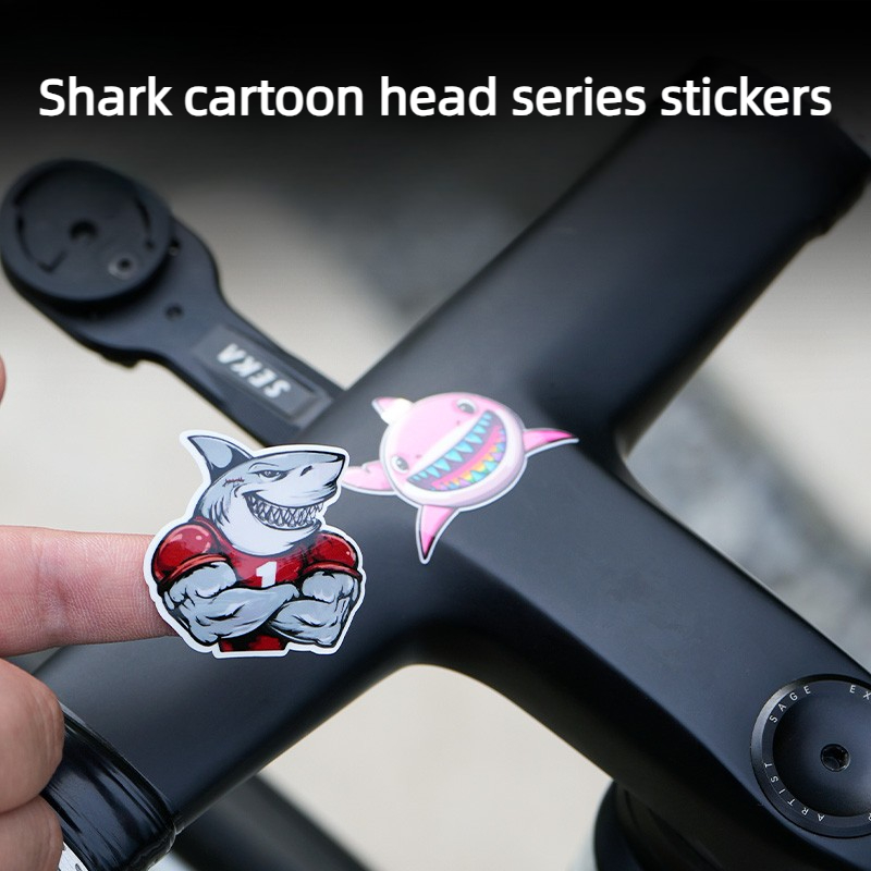 Mountain Biking Quotes - Cartoon Shark Bicycle Stickers Frame Top