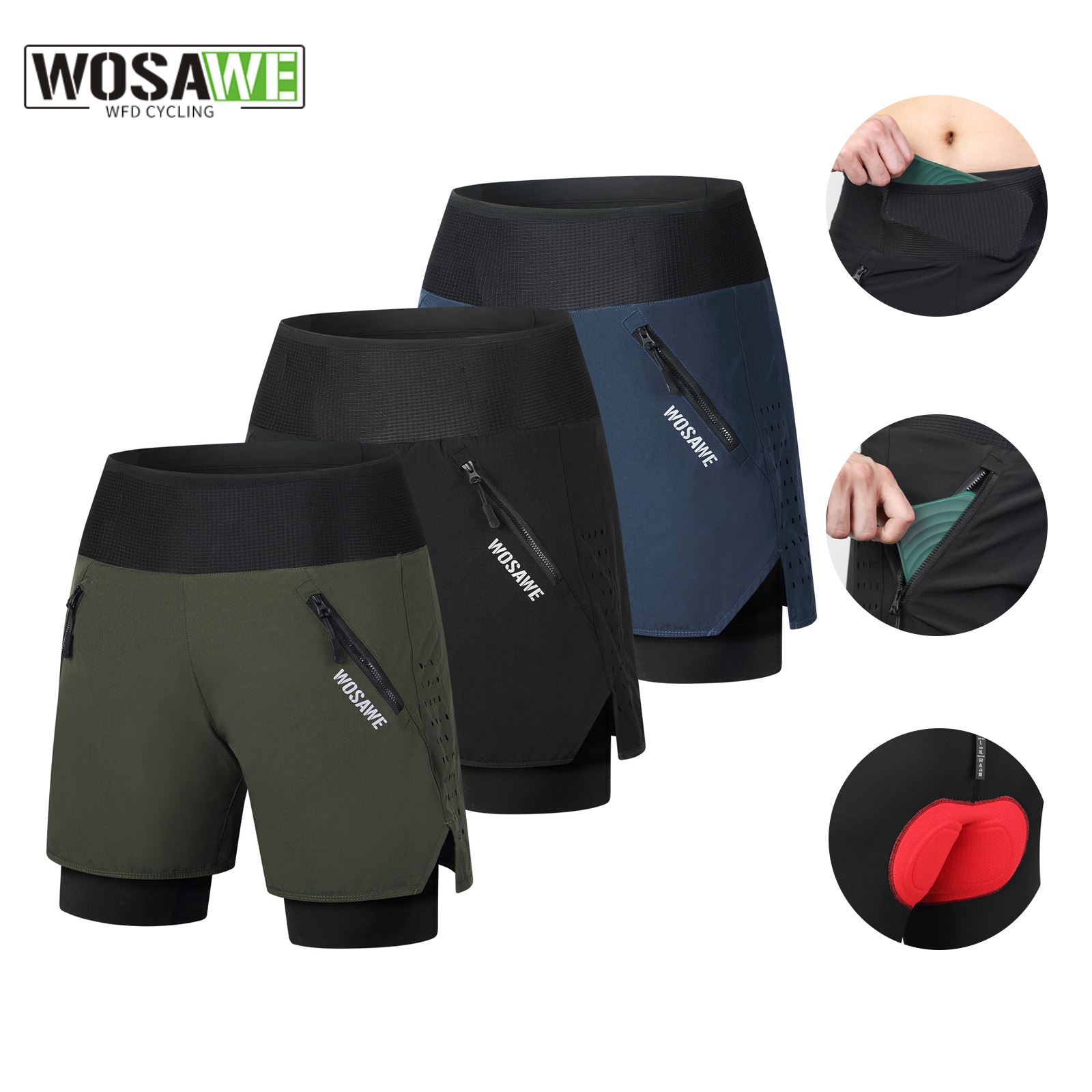 Mountain Biking Pants - WOSAWE MTB Shorts Men 2 In